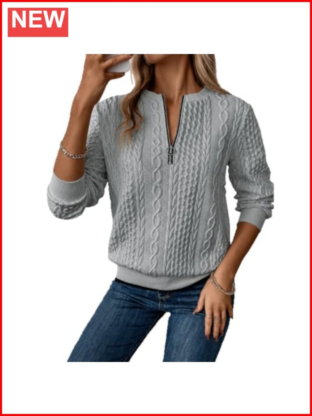 Womens Quarter Zip Textured Pullover Long Sleeve Sweatshirt